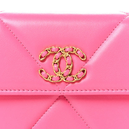 Chanel Lambskin Quilted Chanel 19 Flap Wallet Dark Pink 10 of 10