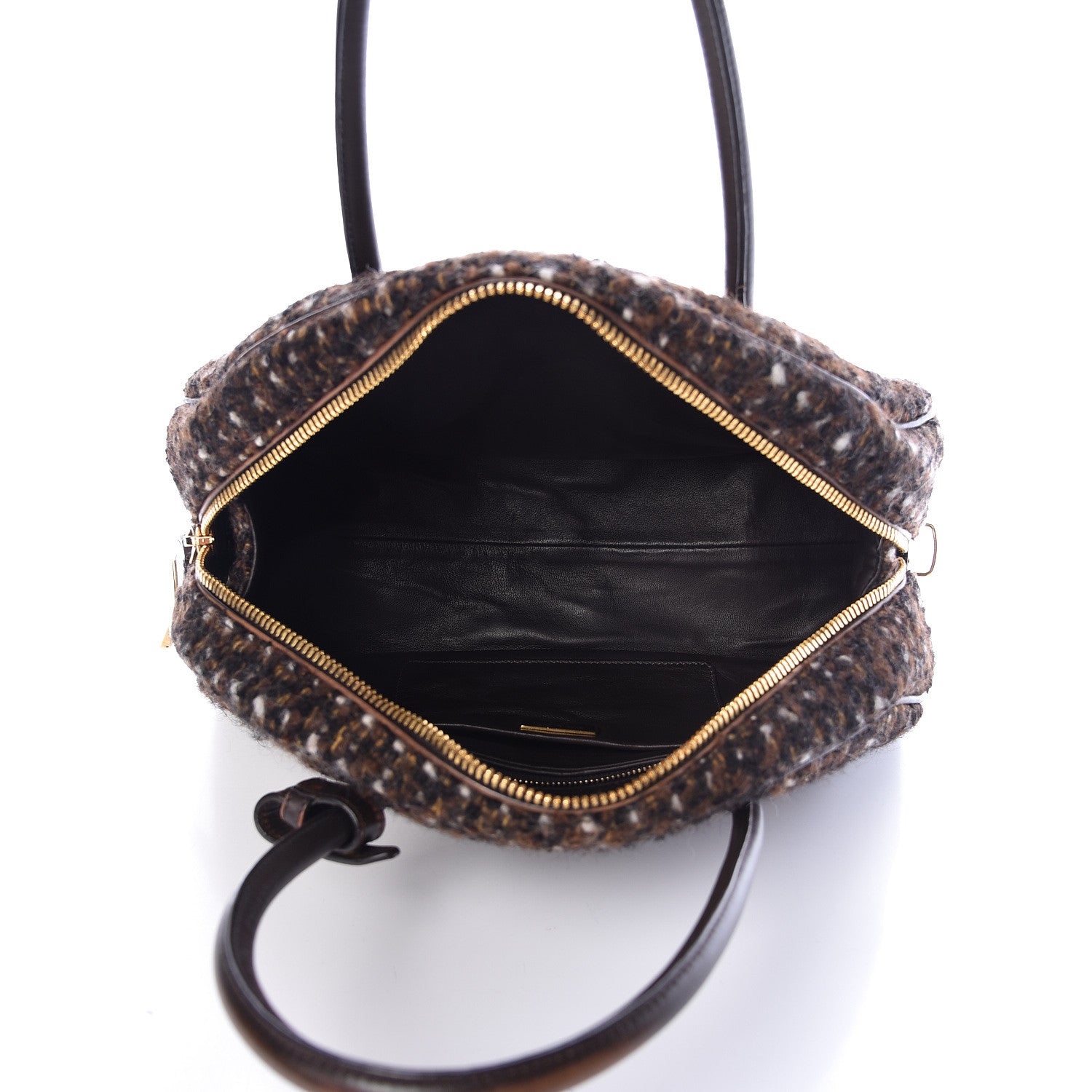 Prada Tessuto Tweed Vitello Bowling Bag Cacao Knicker 5 of 20