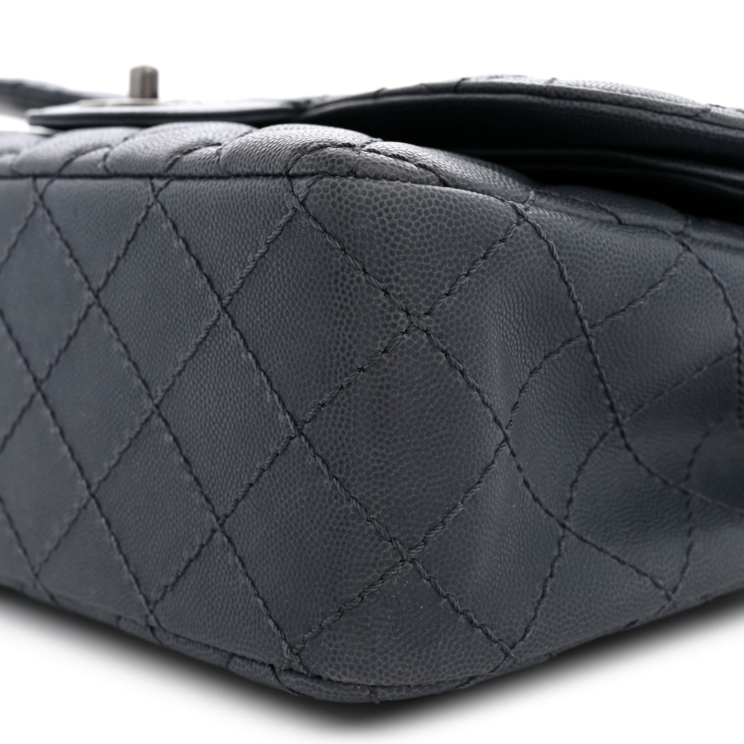 Chanel Washed Caviar Quilted Jumbo Double Flap Dark Grey 10 of 10