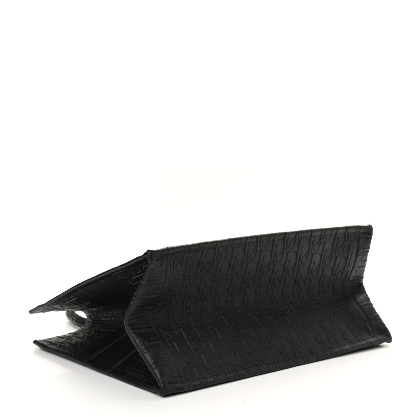 Oblique Calfskin Embossed Medium Book Tote Black