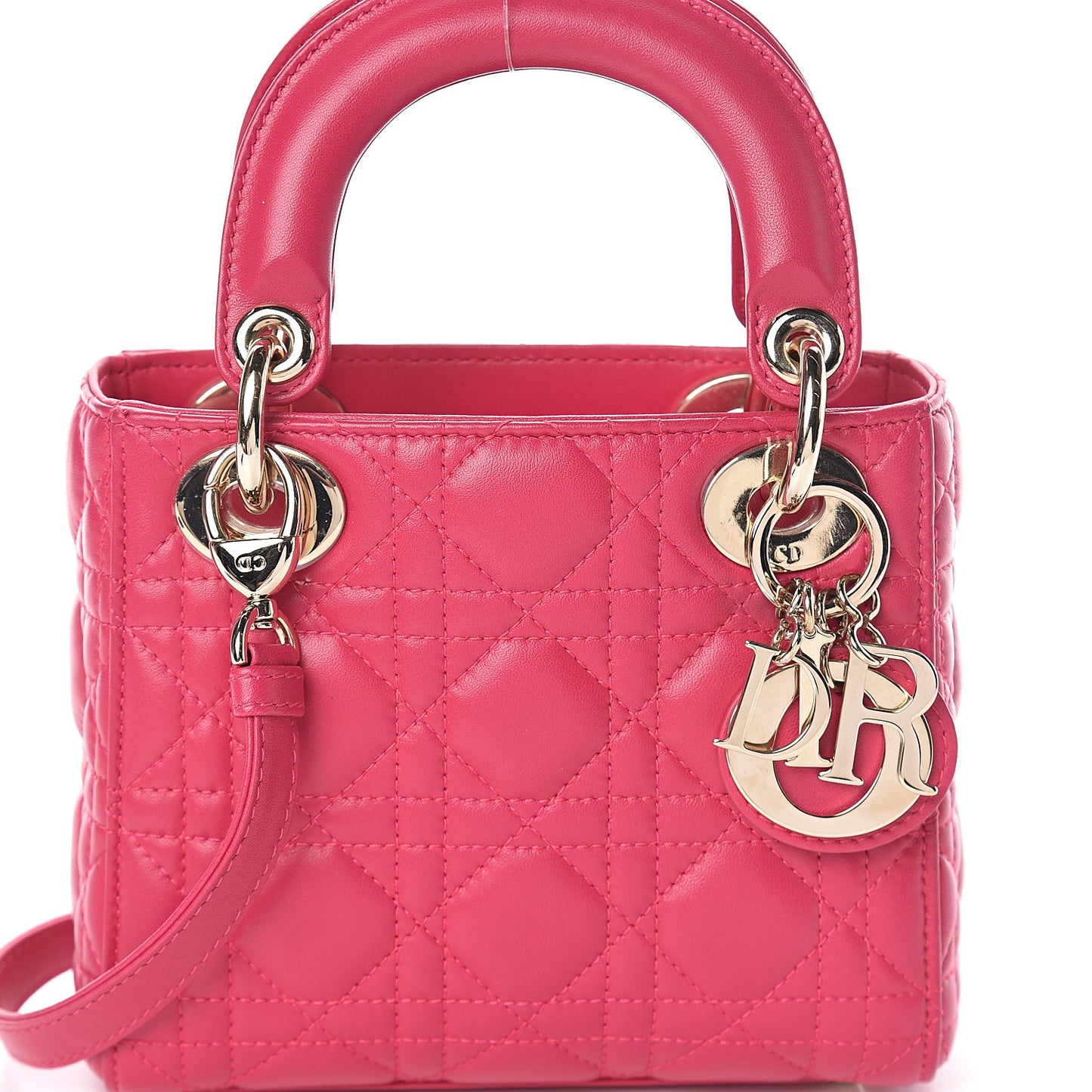 Lambskin Cannage Mini Lady Dior Fuchsia