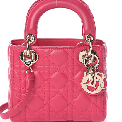 Christian Dior Lambskin Cannage Mini Lady Dior Fuchsia 6 of 8
