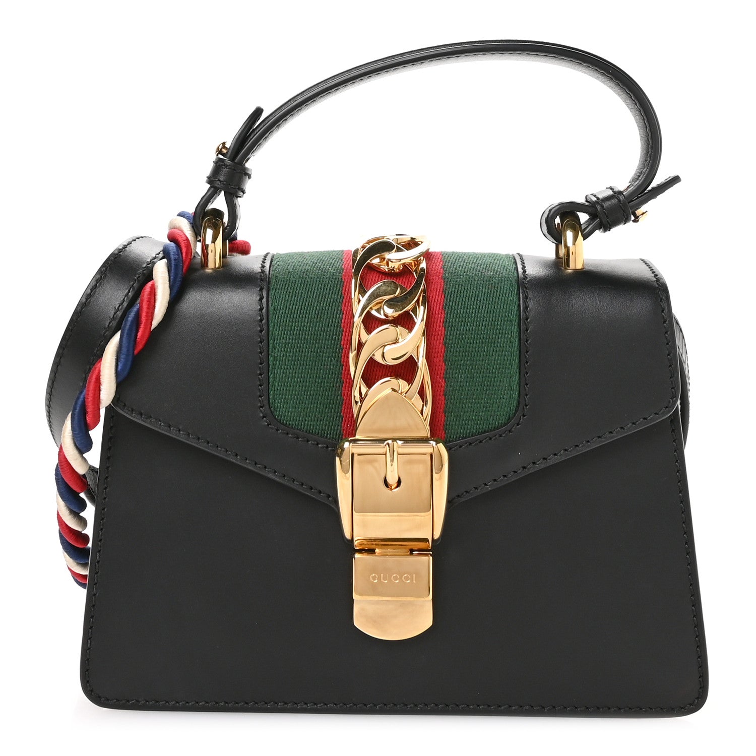 Gucci Calfskin Mini Sylvie Top Handle Bag Black 1 of 11