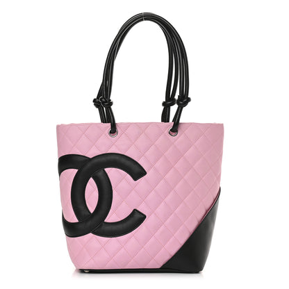 Chanel Calfskin Quilted Medium Cambon Tote Pink Black 1 of 9