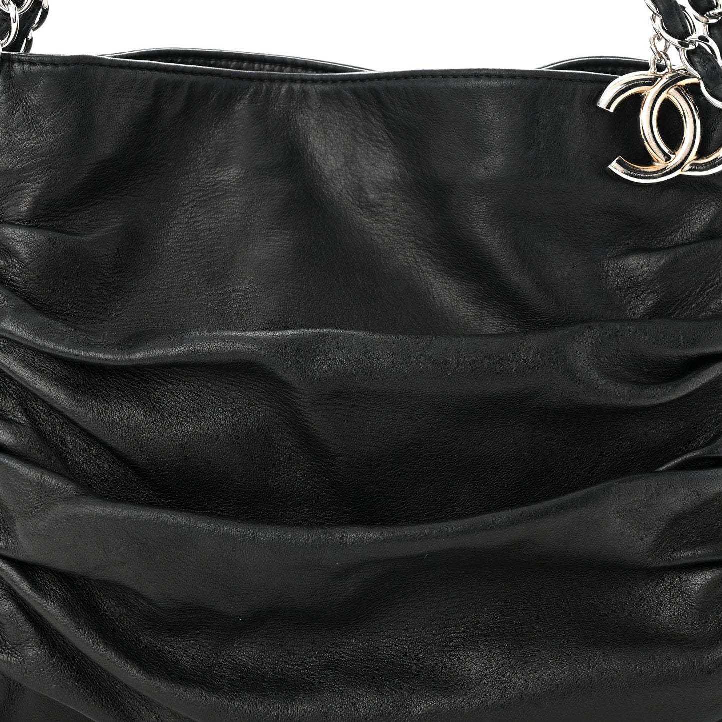 Lambskin Large Sharpei Shoulder Bag Black