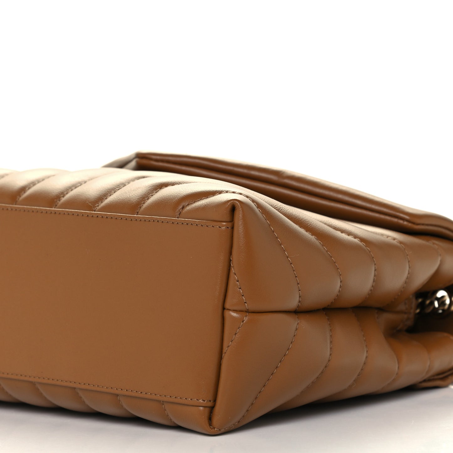 Calfskin Y Quilted Monogram Small Loulou Chain Satchel Dark Natural