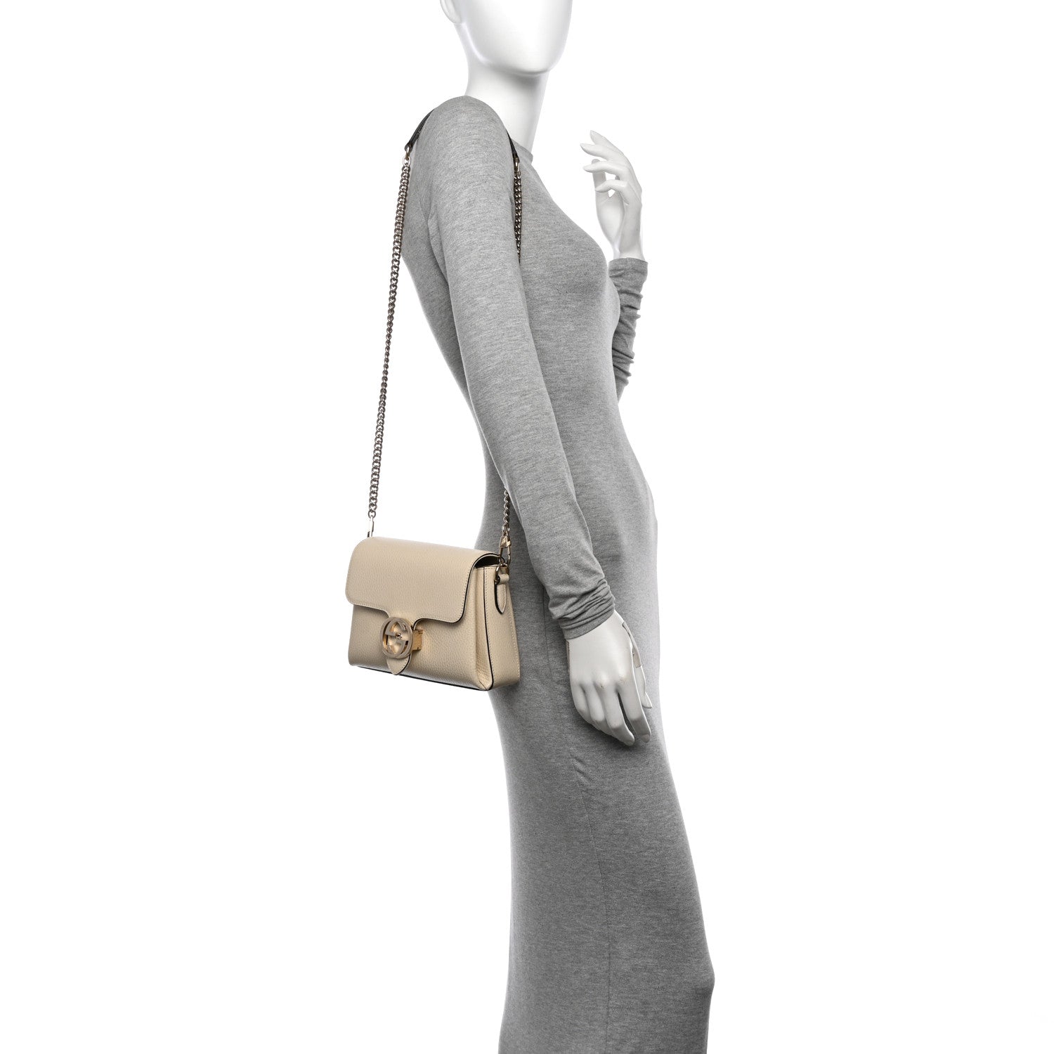 Gucci Dollar Calfskin Interlocking G Crossbody Bag Mystic White 2 of 12