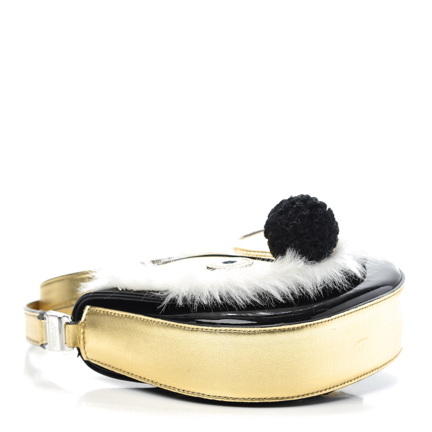 Gucci Metallic Calfskin Kids Fox Crossbody Bag Black Gold 4 of 11