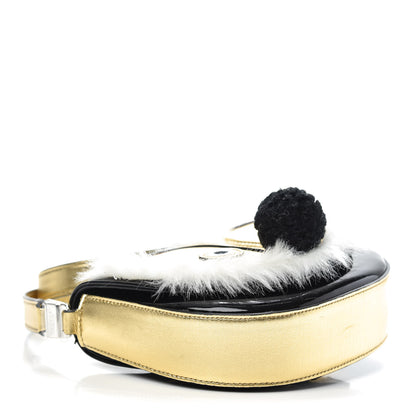 Gucci Metallic Calfskin Kids Fox Crossbody Bag Black Gold 4 of 11