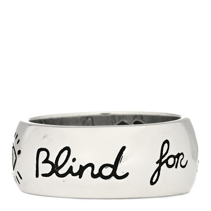 Gucci Sterling Silver Wide Blind for Love Band Ring 55 7.25 1 of 4