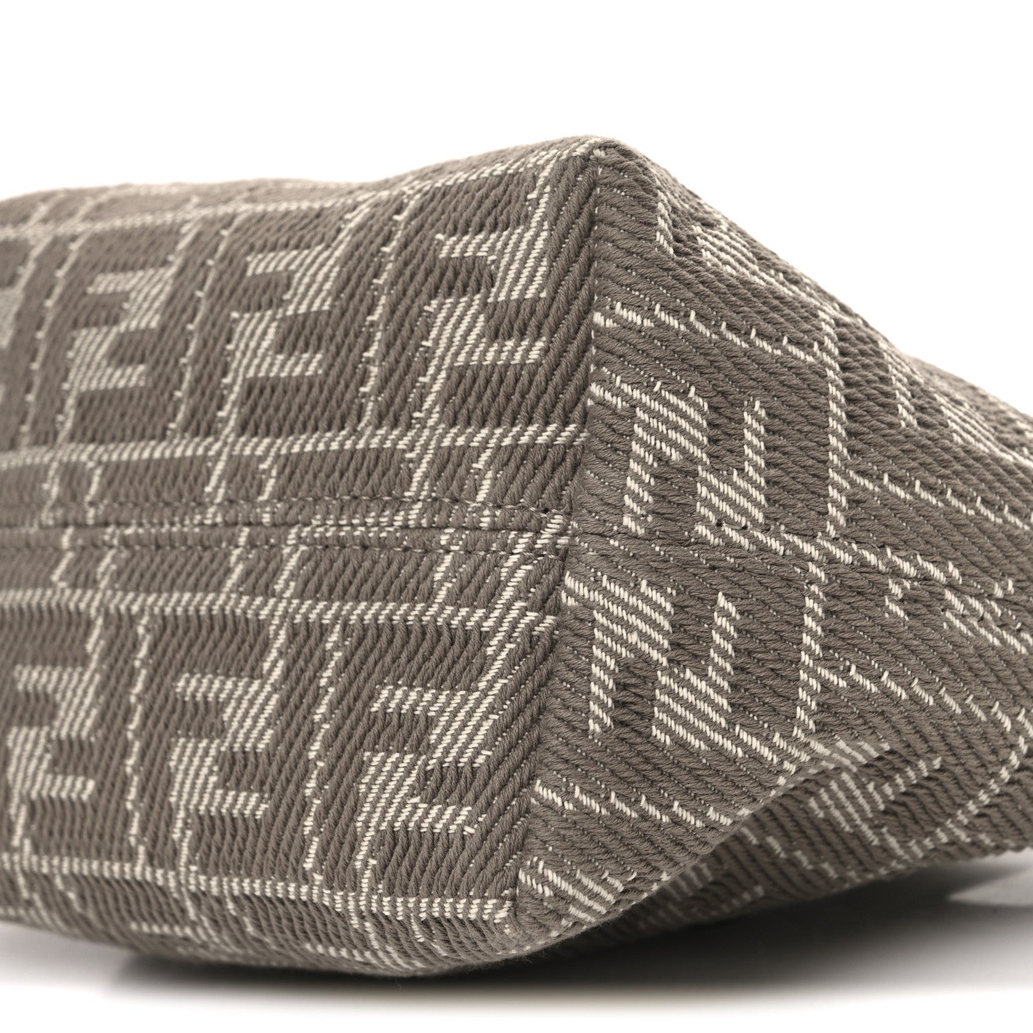 Fendi Denim Jacquard FF Effect Vitello Grace Mini Roll Tote Dove White Dove 10 of 10