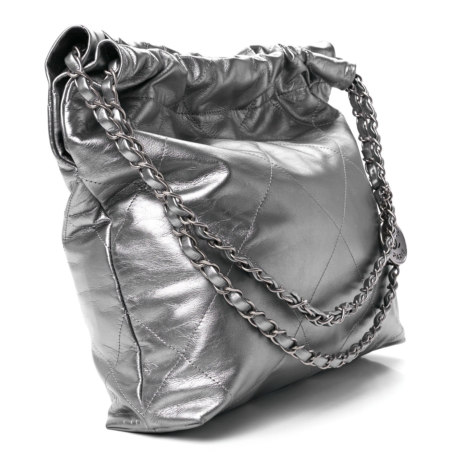 Chanel Metallic Calfskin Quilted Chanel 22 Silver 3 of 12