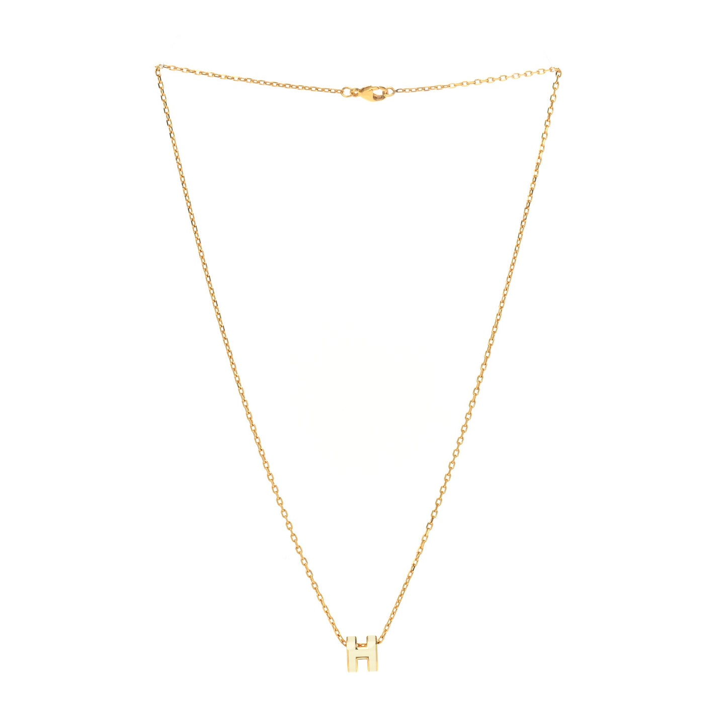 Lacquered Gold Mini Pop H Pendant Necklace White