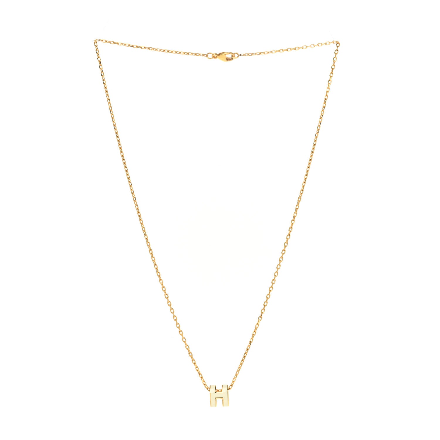 Hermes Lacquered Gold Mini Pop H Pendant Necklace White 3 of 7