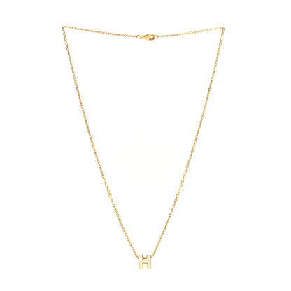 Hermes Lacquered Gold Mini Pop H Pendant Necklace White 3 of 7
