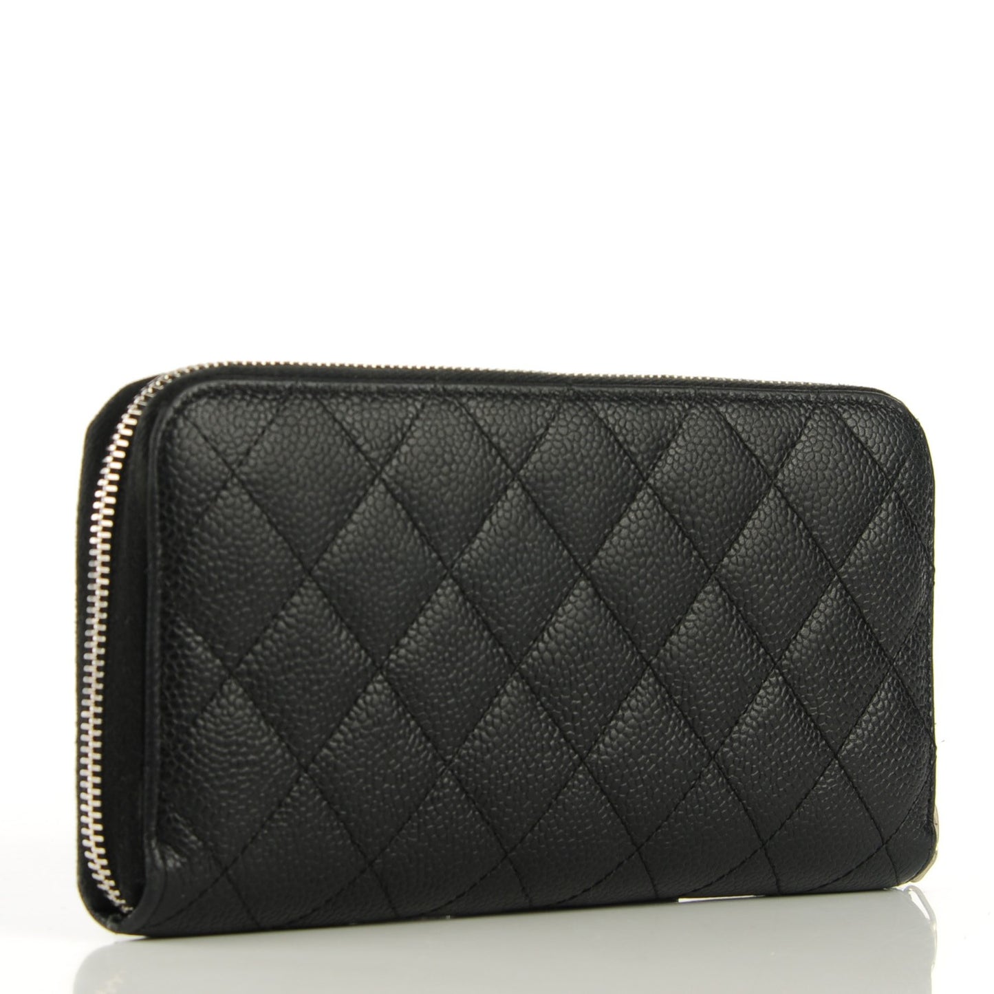 Caviar Quilted Large Gusset Zip Around Wallet Black