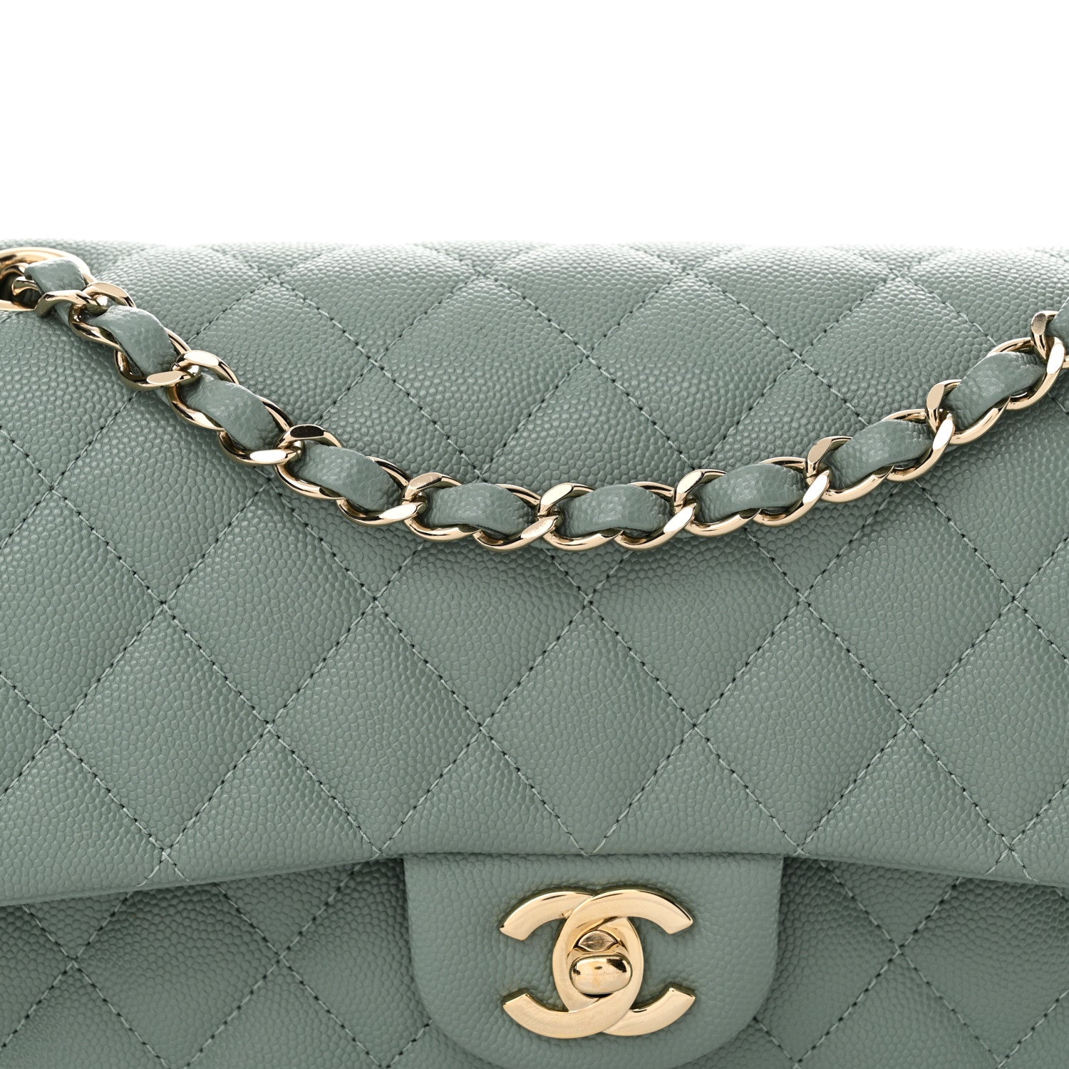 Chanel Caviar Quilted Medium Double Flap Dark Green 8 of 11