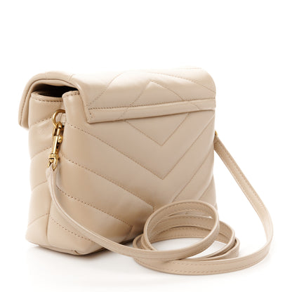 Saint Laurent Calfskin Y Quilted Monogram Toy Loulou Crossbody Bag Dark Beige 3 of 11
