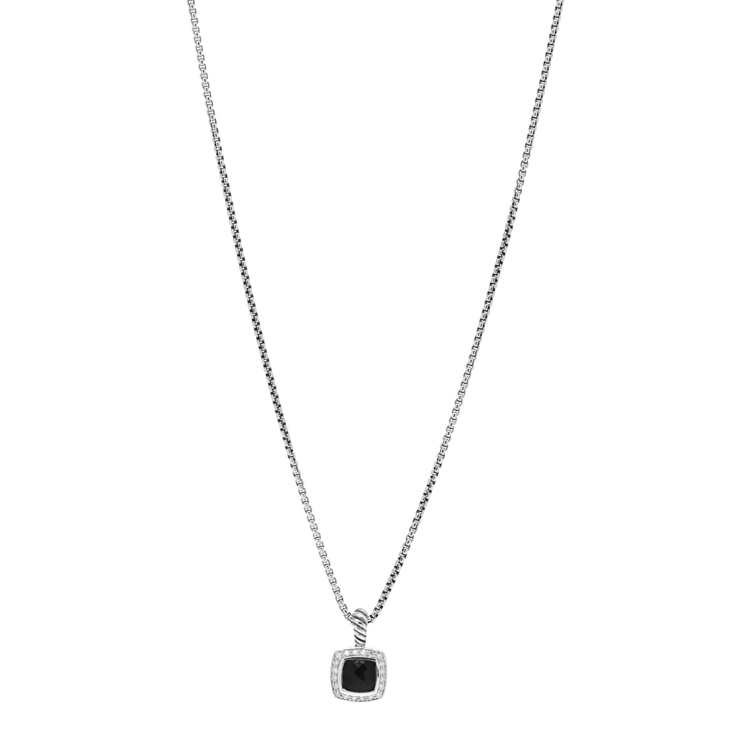 Sterling Silver Diamond Black Onyx 7mm Petite Albion Necklace