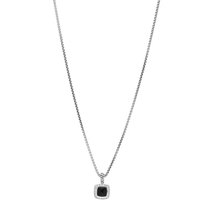 David Yurman Sterling Silver Diamond Black Onyx 7mm Petite Albion Necklace 1 of 4
