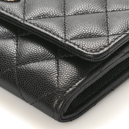 Chanel Caviar Quilted Crystal CC Large Gusset Flap Wallet Black 9 of 10