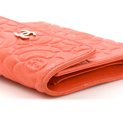 Chanel Caviar Camellia Embossed Compact Wallet Coral 13 of 14
