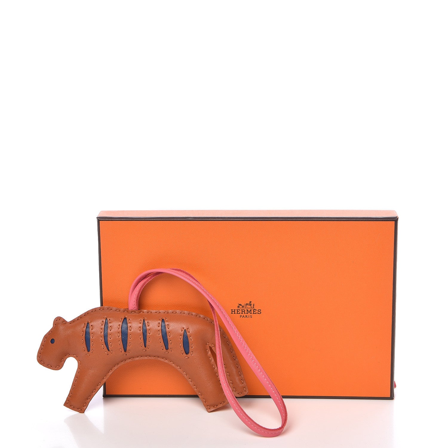 Hermes Milo Lambskin Rooroo Bag Charm Pain D'Epice Bleu de Malte Rose Azalee 4 of 4