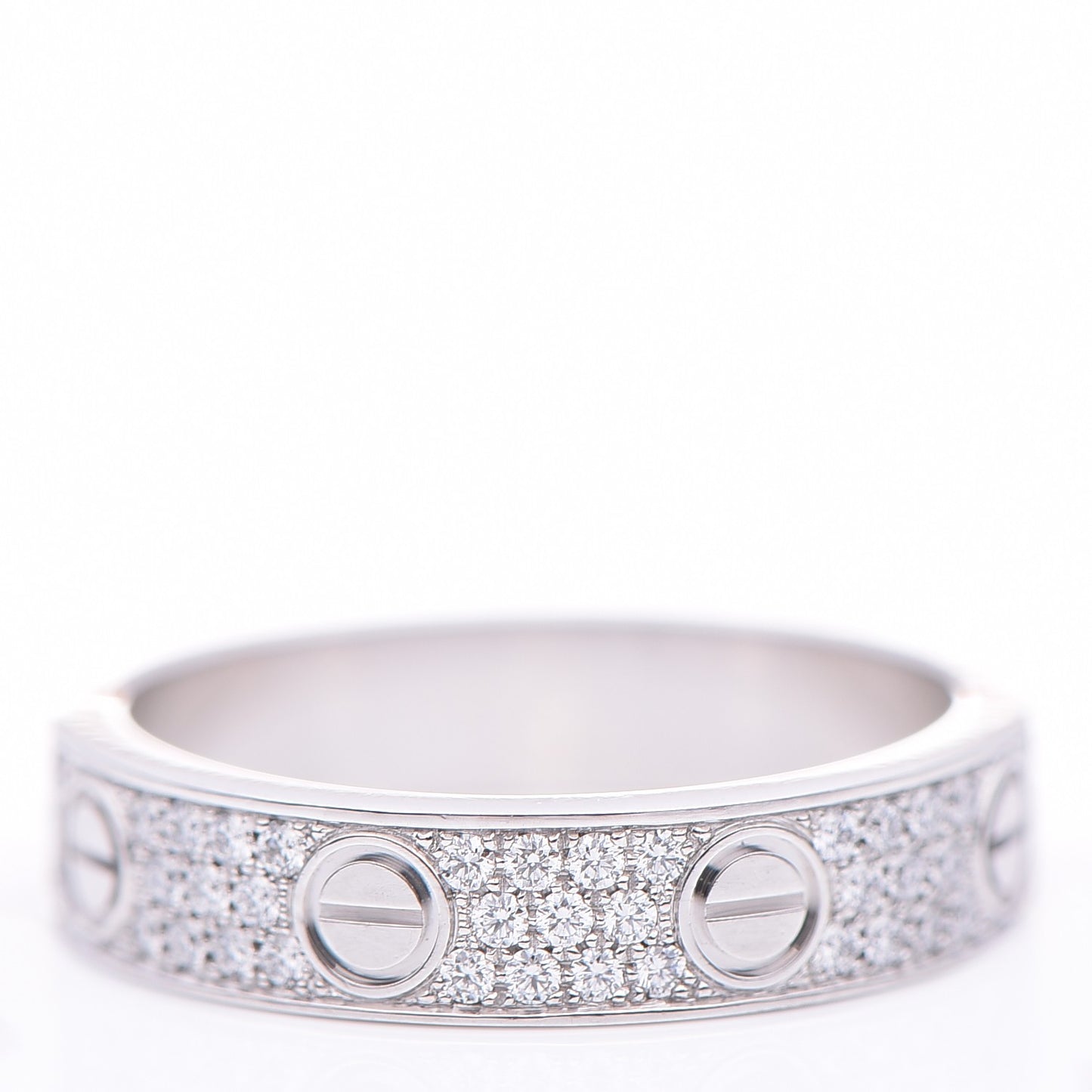 18K White Gold Diamond 4mm LOVE Wedding Paved Band Ring 48 4.5