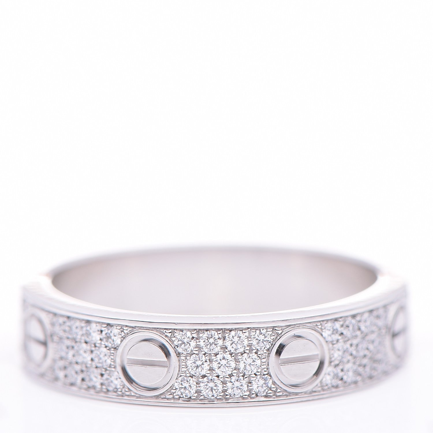 Cartier 18K White Gold Diamond 4mm LOVE Wedding Paved Band Ring 48 4.5 4 of 4