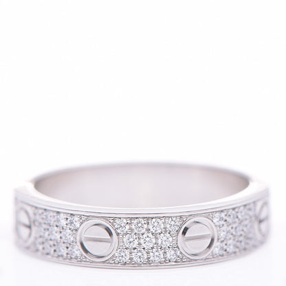 Cartier 18K White Gold Diamond 4mm LOVE Wedding Paved Band Ring 48 4.5 4 of 4