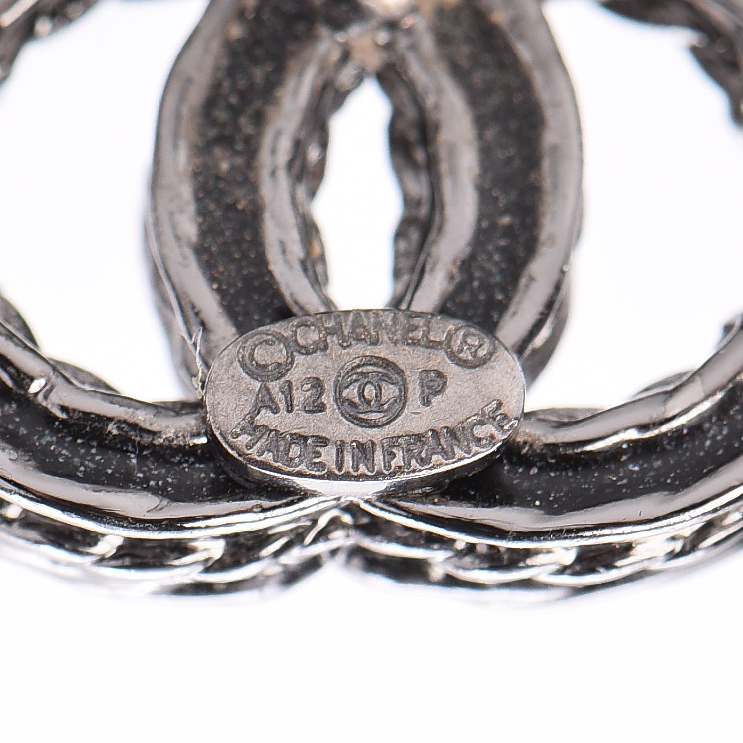 Chanel Ruthenium Crystal CC Earrings Silver Black 5 of 6