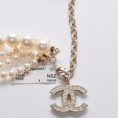 Chanel Pearl CC Multistrand Necklace Gold 4 of 5