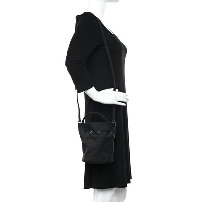 Balenciaga Recycled Sport Nylon Logo Embroidered Wheel Drawstring Bucket Bag Black 2 of 10