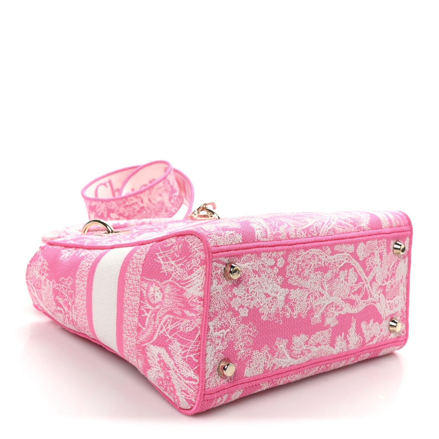 Canvas Toile De Jouy Reverse Embroidered Medium Lady D-Lite Fluorescent Pink