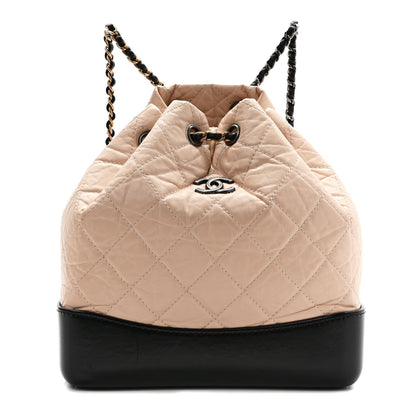 Chanel Aged Calfskin Quilted Small Gabrielle Backpack Beige Black 1 of 9