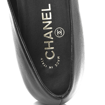 Chanel Shiny Lambskin Grosgrain Pearl Mary Jane Flats 38.5 Black 7 of 9