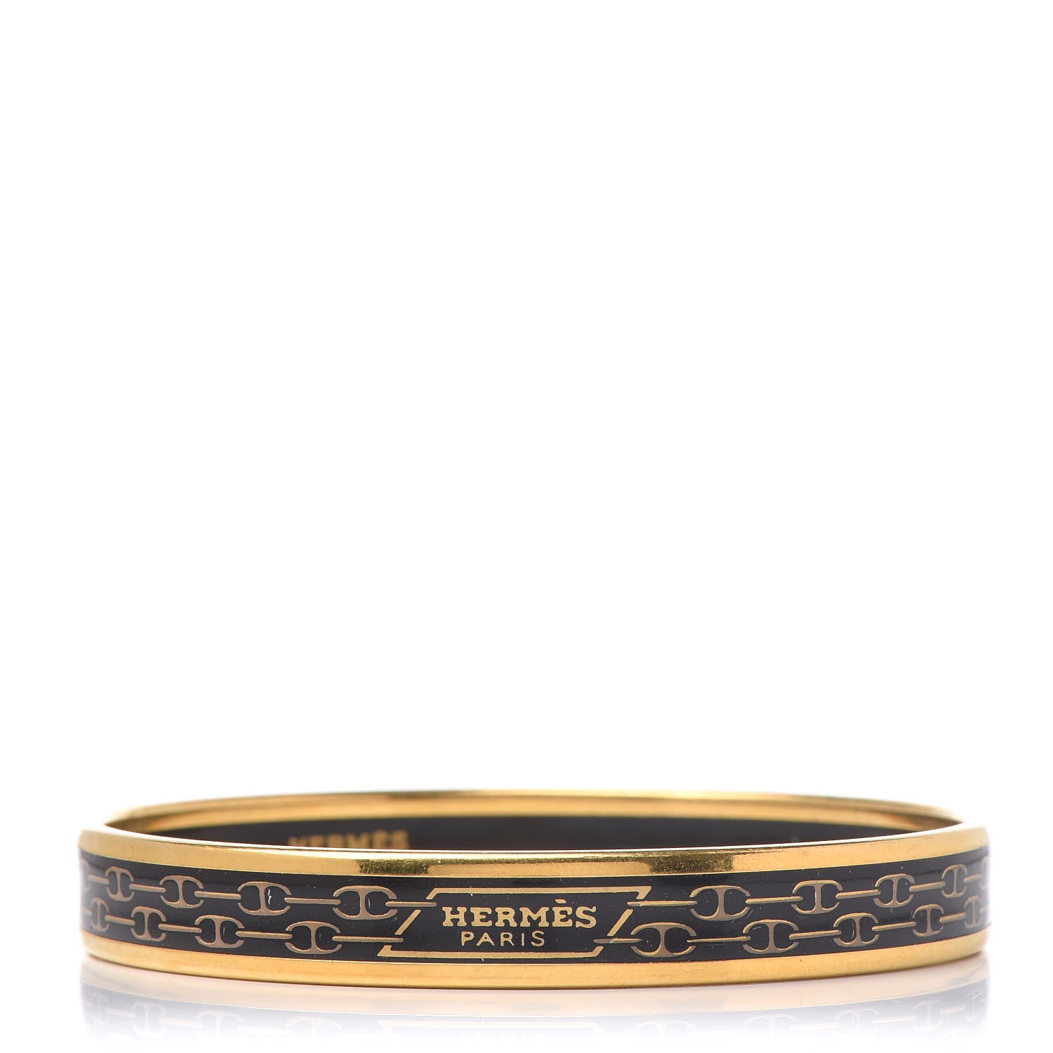 Hermes Enamel Narrow Printed Chain D Ancre Bracelet 70 Black 1 of 5