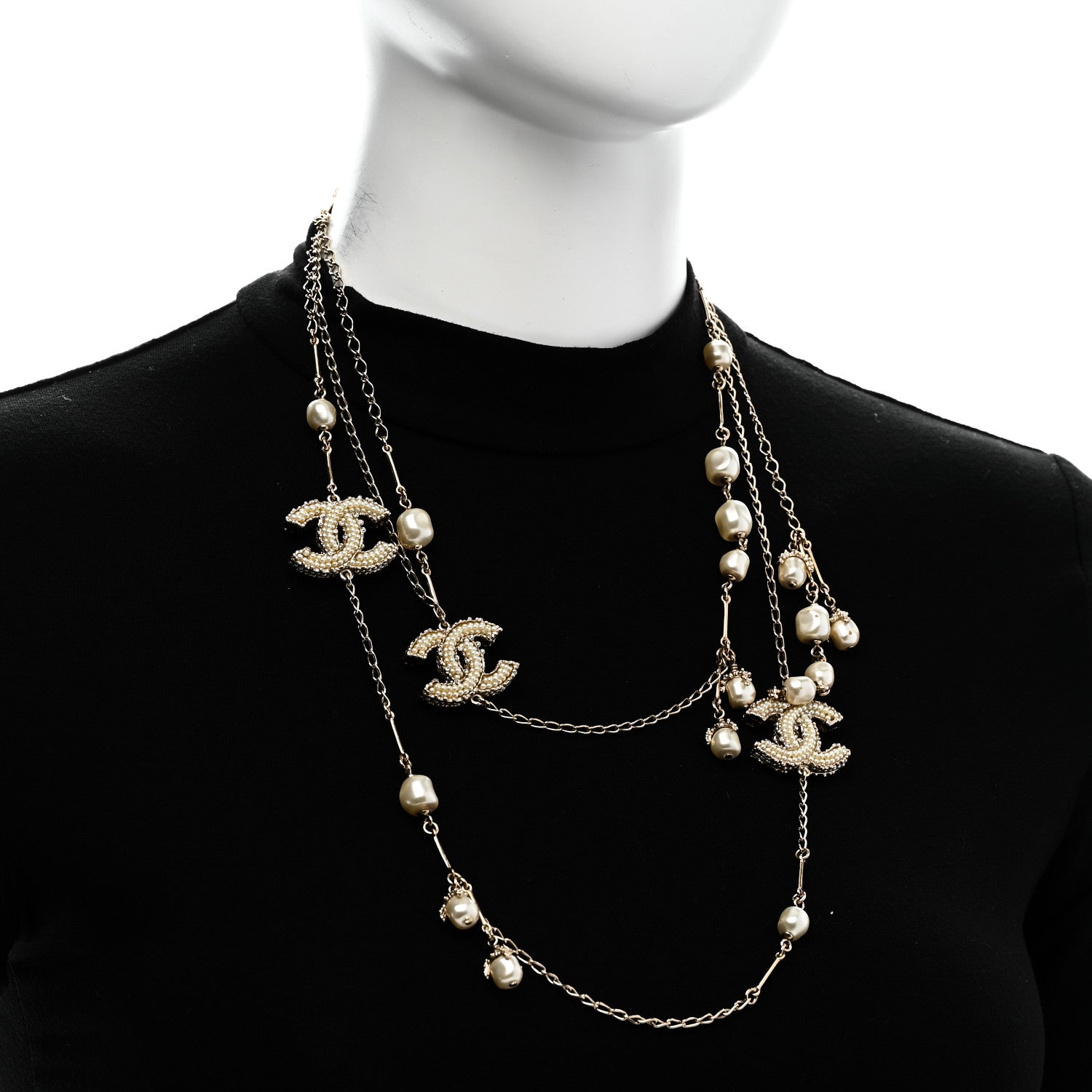 Chanel Pearl CC Long Necklace Gold 2 of 6