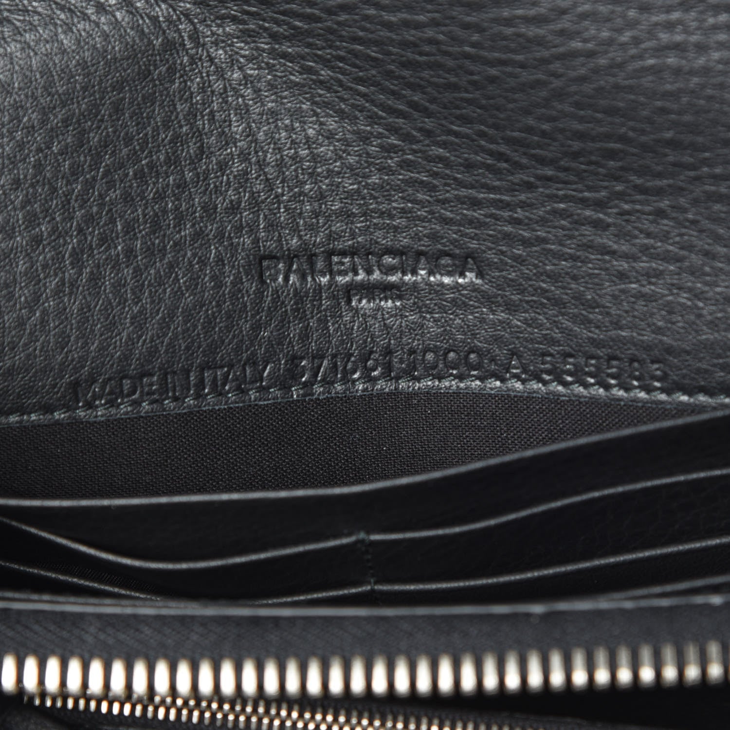 Balenciaga Calfskin Papier Money Zip Around Wallet Black 9 of 9