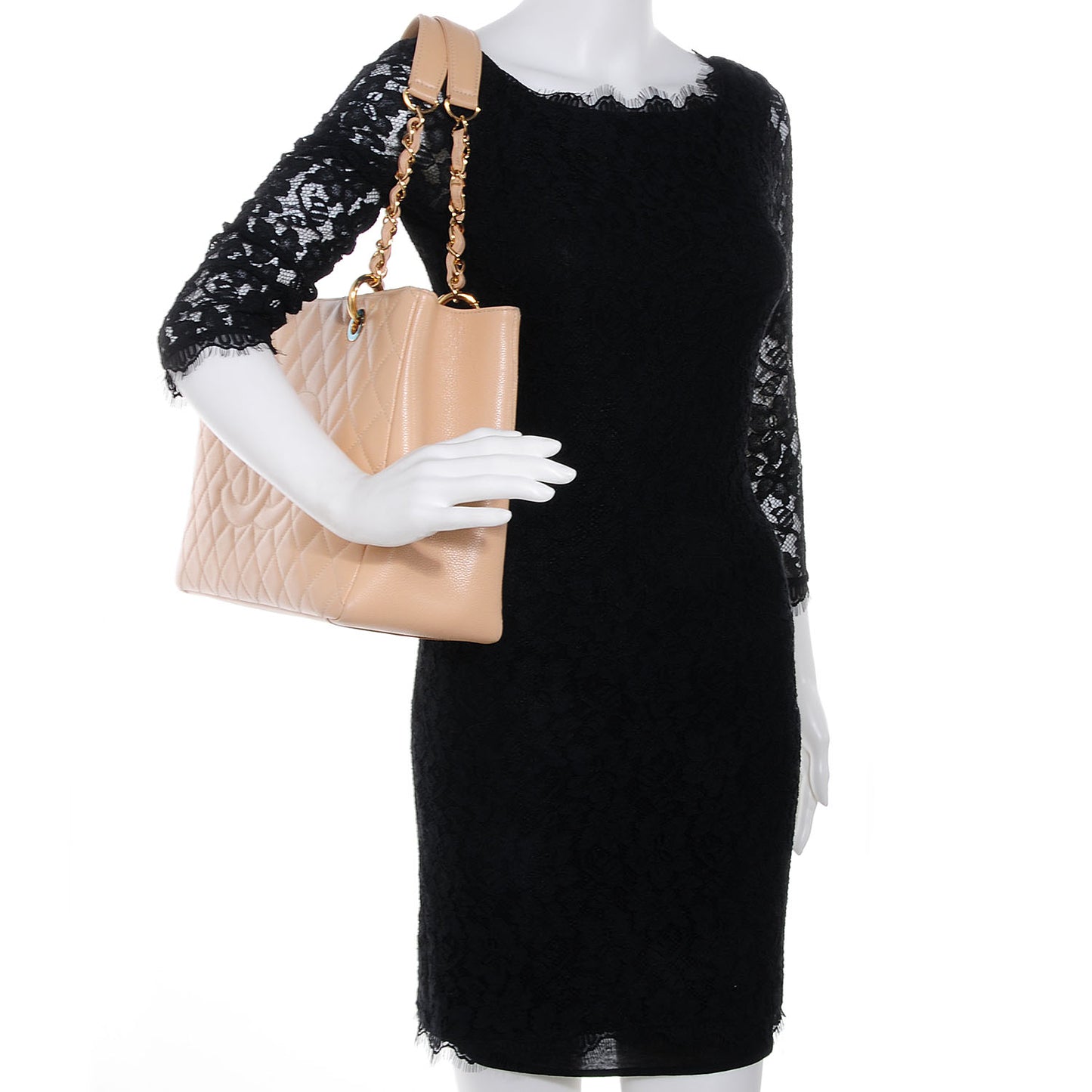 Caviar Grand Shopping Tote GST Beige Clair