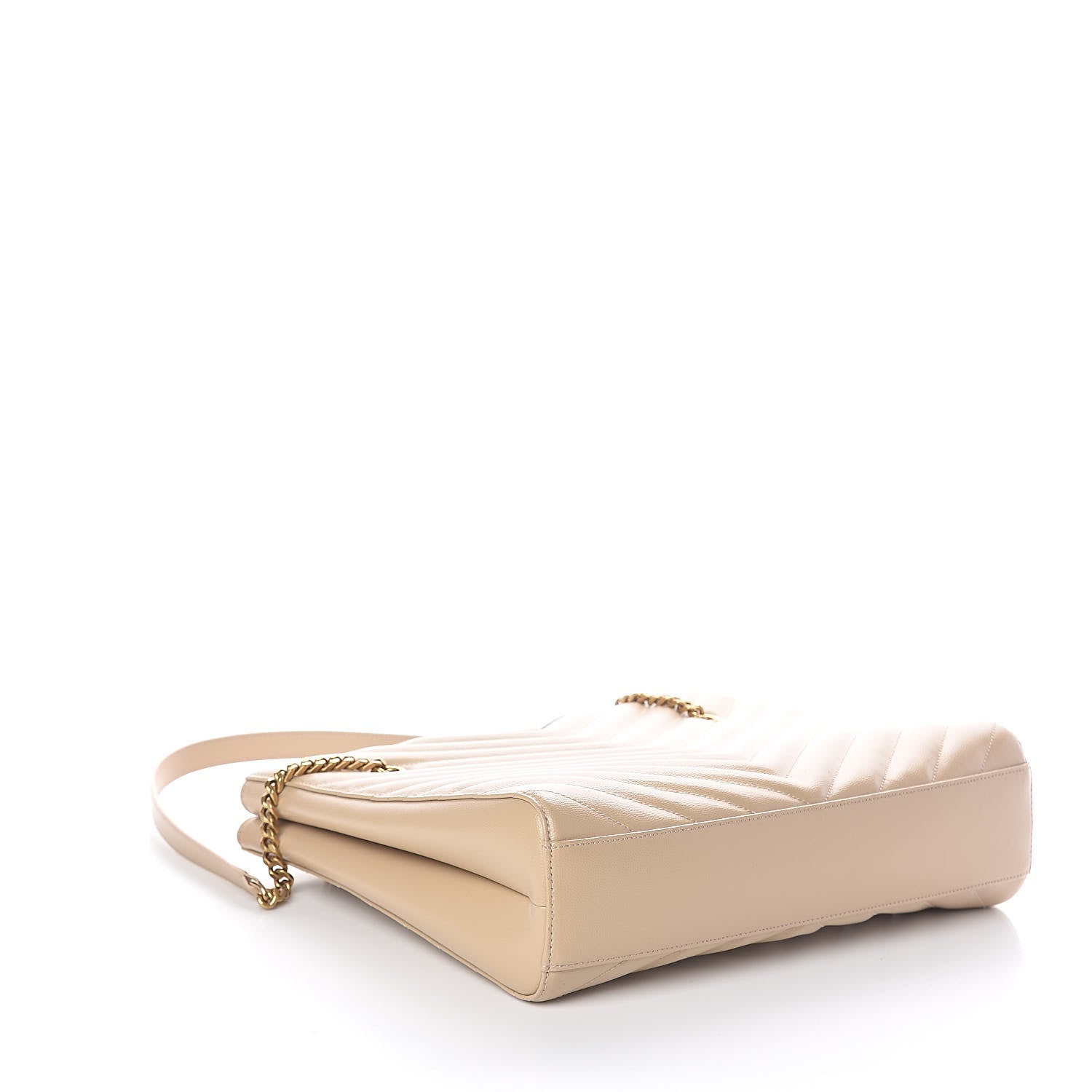 Saint Laurent Grain De Poudre Matelasse Chevron Medium Tribeca Shopping Bag Nude Powder 4 of 10