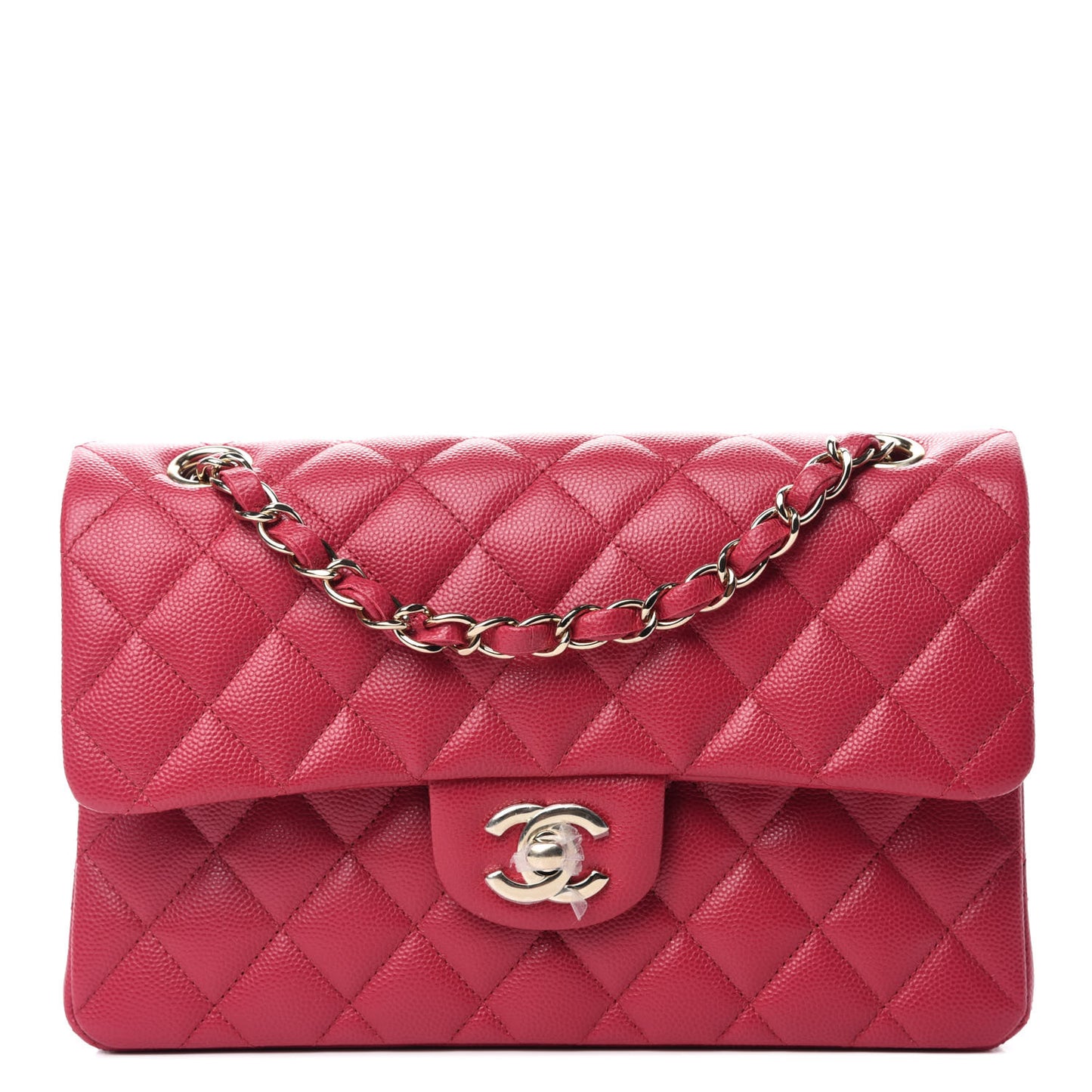 Caviar Quilted Small Double Flap Dark Pink