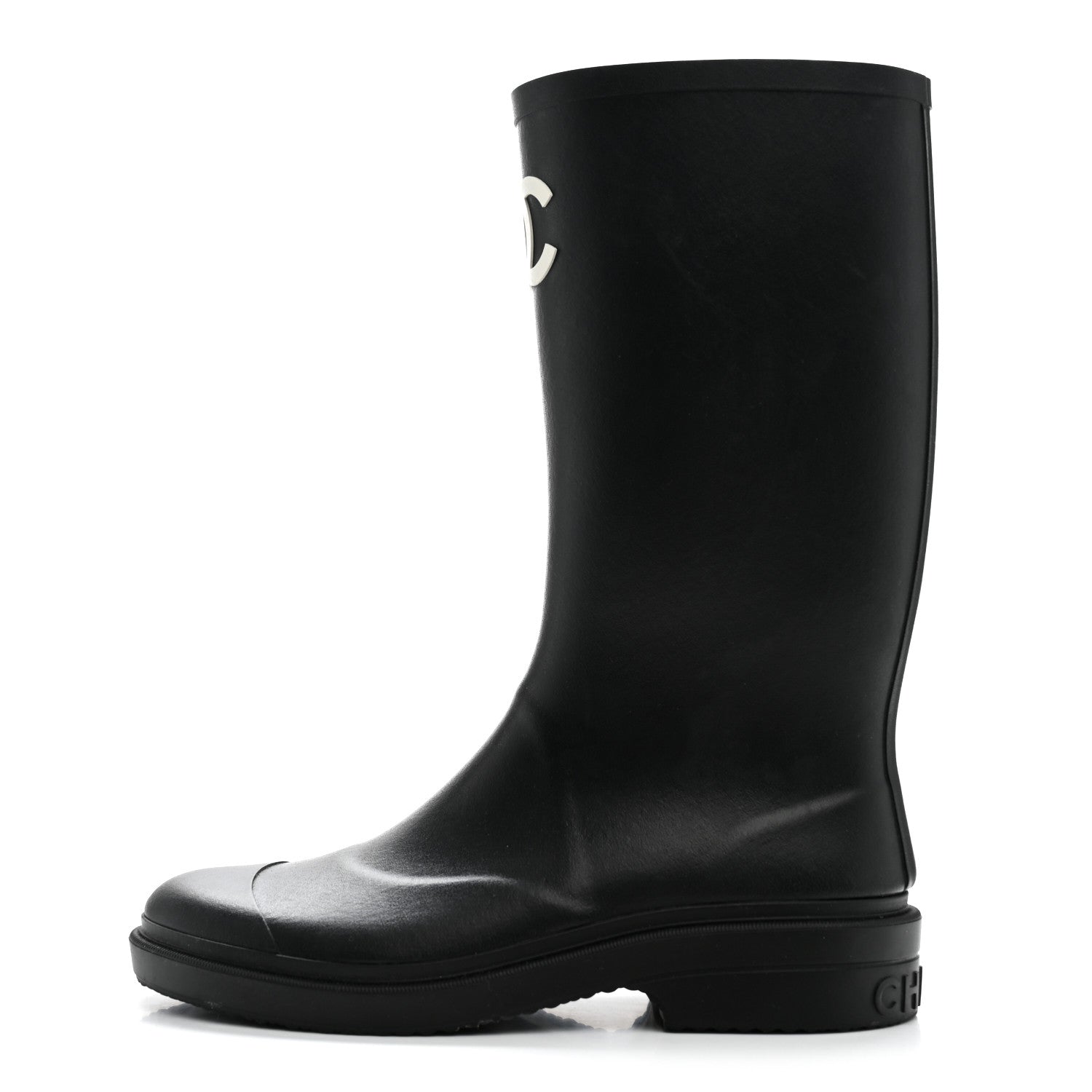 Chanel Caoutchouk CC High Boots 39 Black 1 of 8