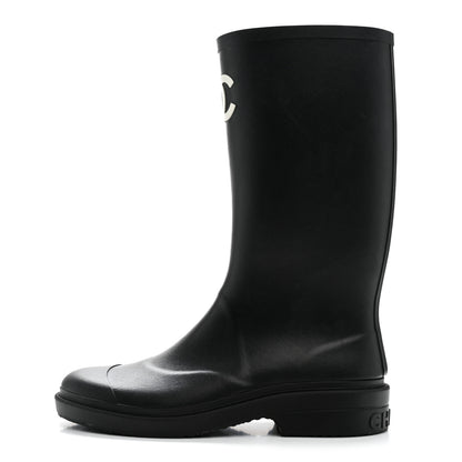 Chanel Caoutchouk CC High Boots 39 Black 1 of 8