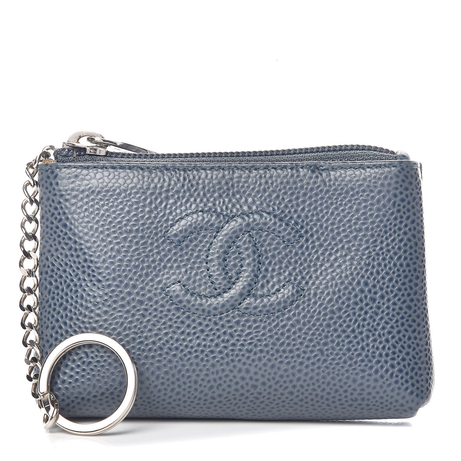 Chanel Caviar Timeless CC Key Holder Blue 1 of 8