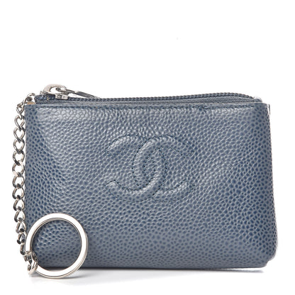 Chanel Caviar Timeless CC Key Holder Blue 1 of 8