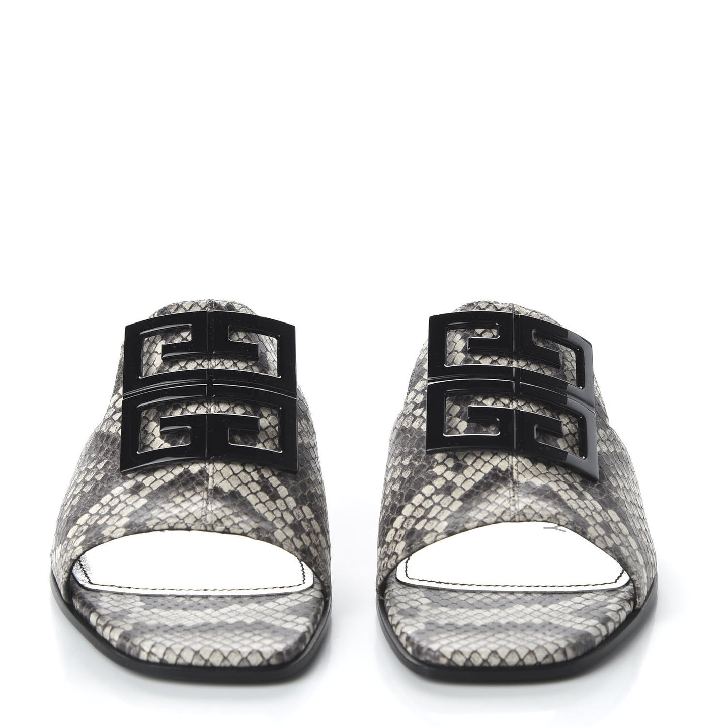 Calfskin Python Print 4G Flat Sandals 35.5 Stone Grey