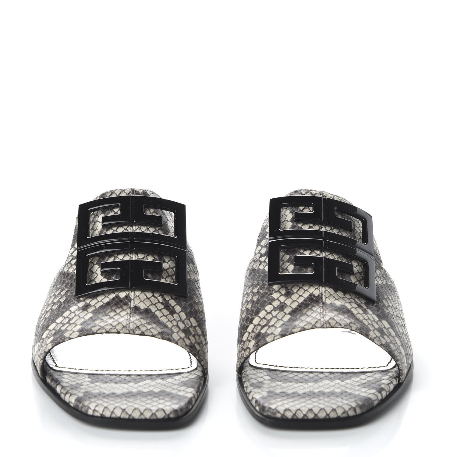 Givenchy Calfskin Python Print 4G Flat Sandals 35.5 Stone Grey 2 of 9
