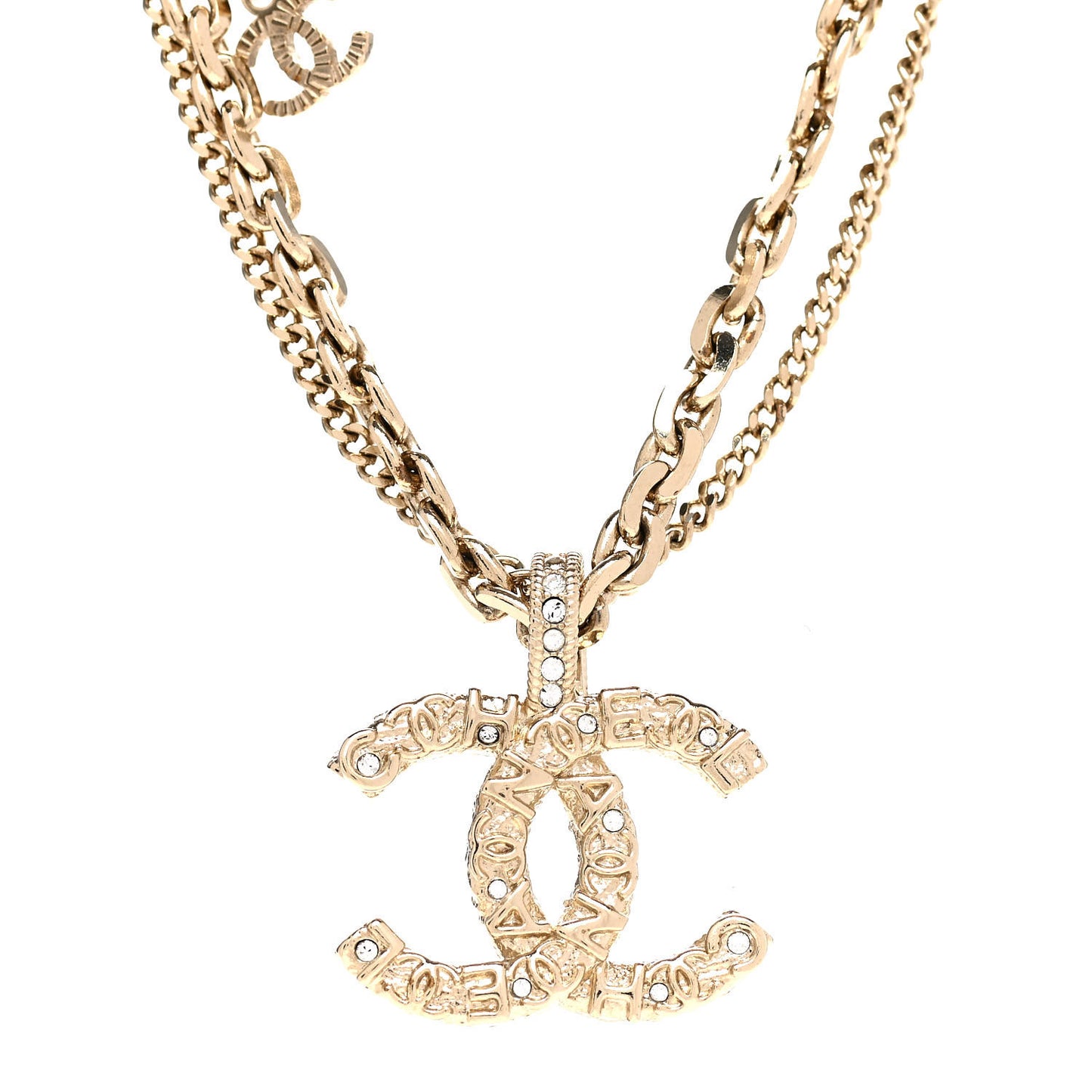 Crystal CC Multi Strand Chain Necklace Gold