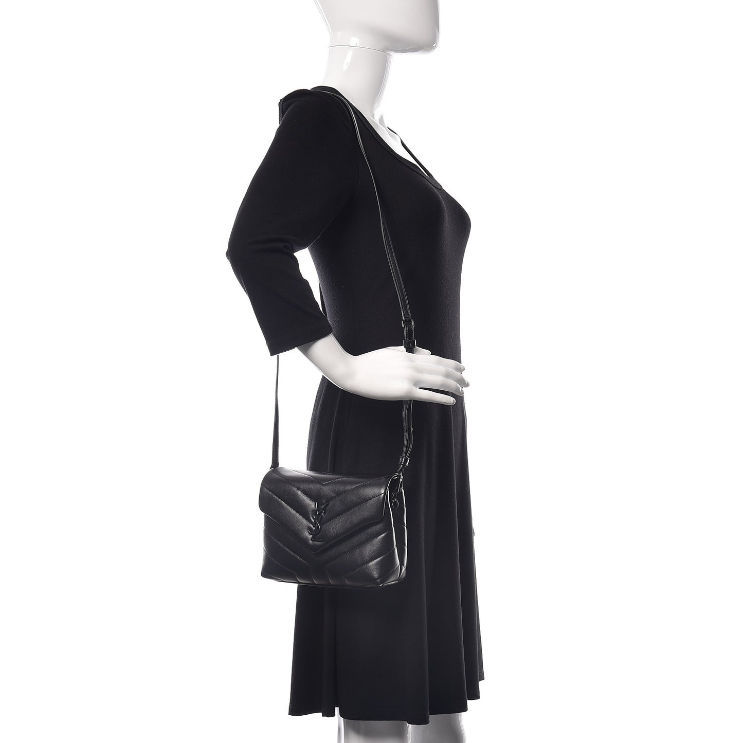 Calfskin Y Quilted Monogram Toy Loulou Crossbody Bag Black